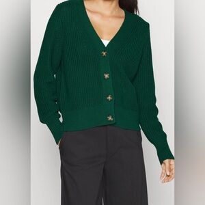 GAP Deep Green Knit Button-Up Cardigan